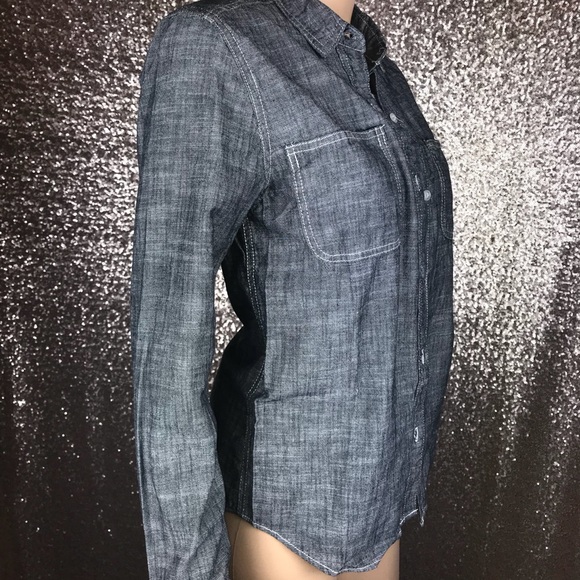 Black Denim Chambray Button Up - Picture 5 of 6